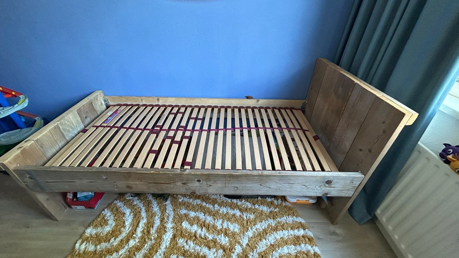 Steigerhouten eenpersoonsbed, Ophalen, 90 cm, Steigerhout, 200 cm