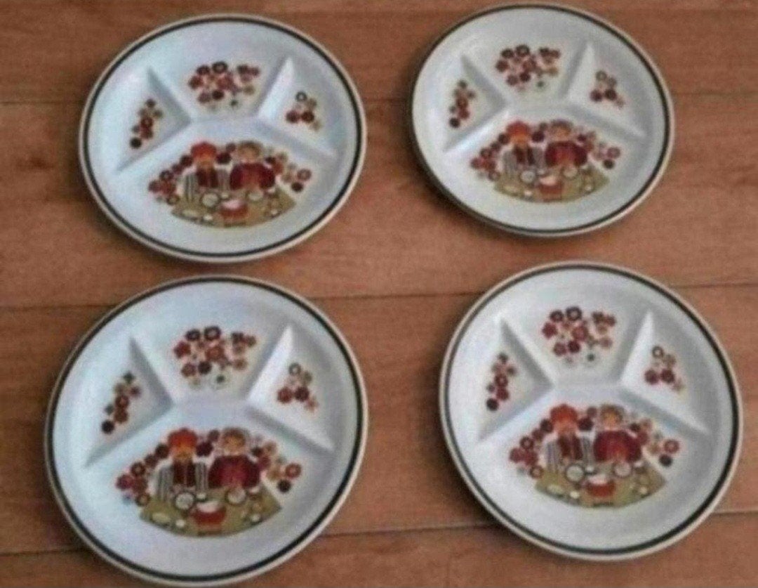 Vier Fondueborden FF Figgjo Flint Turi Design Folkore Norway, Ophalen of Verzenden