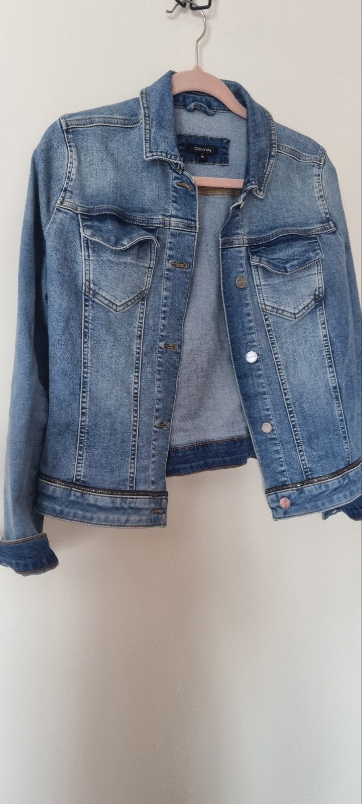 Comma jeansjack maat 40 met strass randje, Ophalen of Verzenden