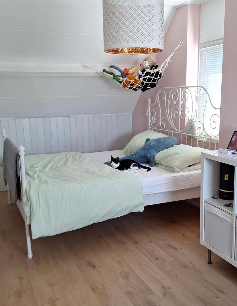 Wit metalen bed 160x200 (IKEA Leirvik), Ophalen, Gebruikt, Wit, Tweepersoons