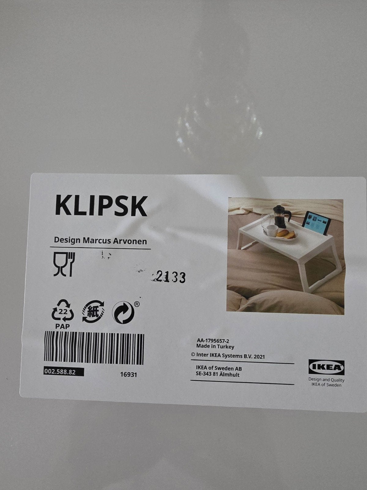 IKEA KLIPSK Bedtafel - Nieuw, Ophalen, Minder dan 45 cm, Kunststof, Modern, functioneel