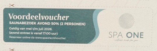 Spa One voordeelvoucher 50 % korting avondbezoek, Twee personen, Kortingsbon, Spa of Sauna