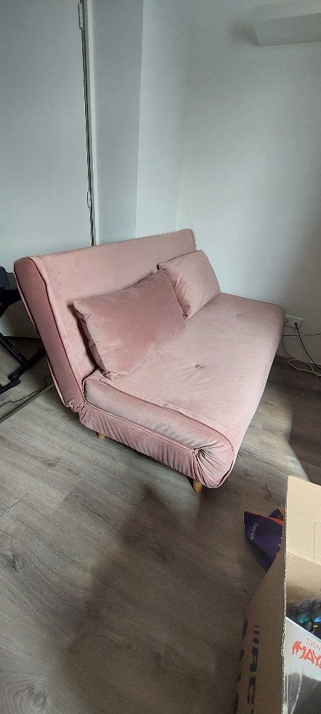 Slaap bankje rozw, Ophalen, Tweepersoons, Zo goed als nieuw, Roze