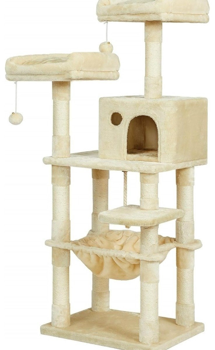 Kattenboom - Krabpaal Beige - 56 x 46 x 144 cm (L x B x H), Dieren en Toebehoren, Ophalen, Zo goed als nieuw, Krabpaal