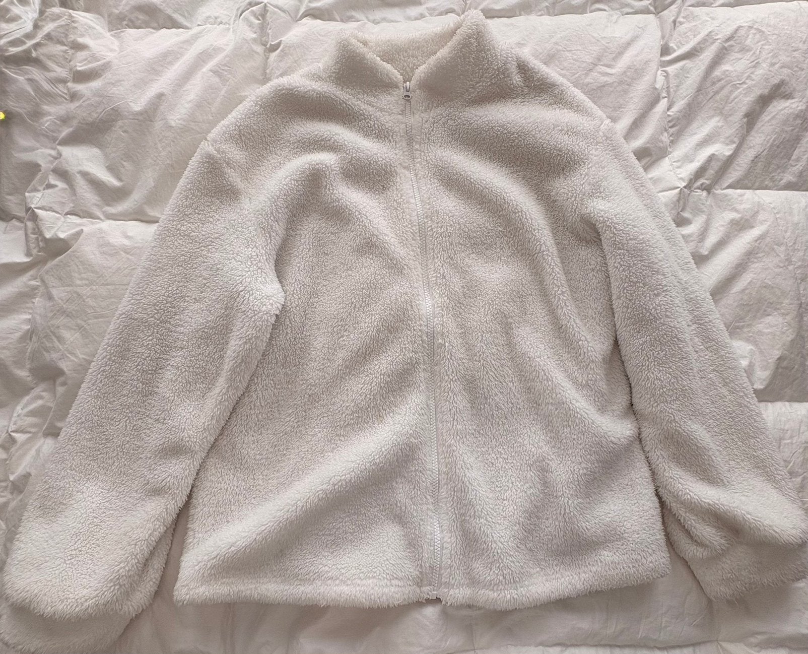 Fleece teddy jas met rits, Wit, Ophalen of Verzenden, Jasje, Maat 36 (S)