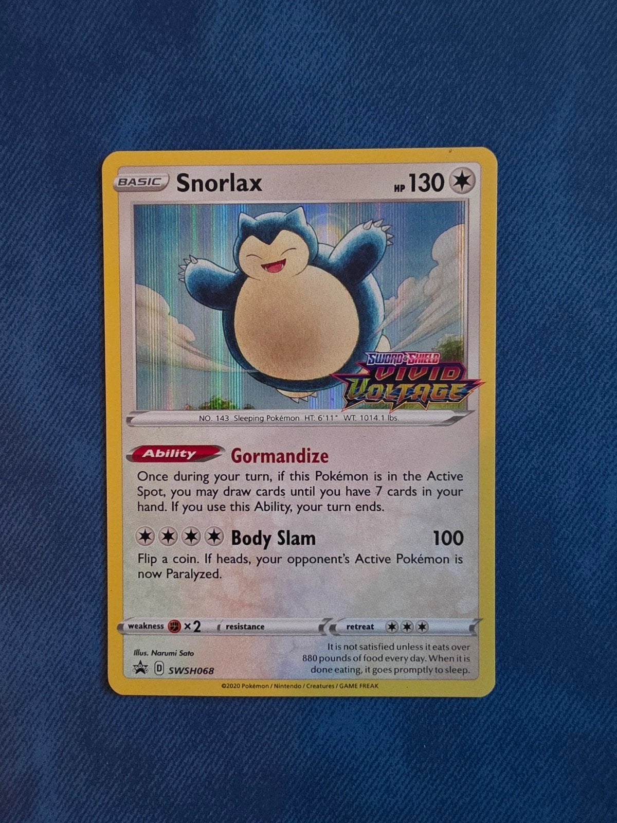 Snorlax - Vivid Voltage - Blackstar Promo - SWSH068, Ophalen of Verzenden, Zo goed als nieuw