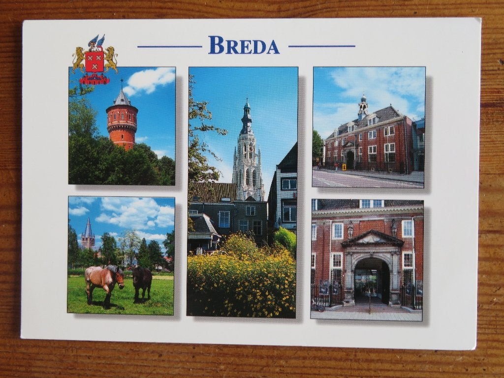 Breda Vijfluik met o.a. Watertoren en Kerk, Verzamelen, Ophalen of Verzenden, Voor 1920, Noord-Brabant