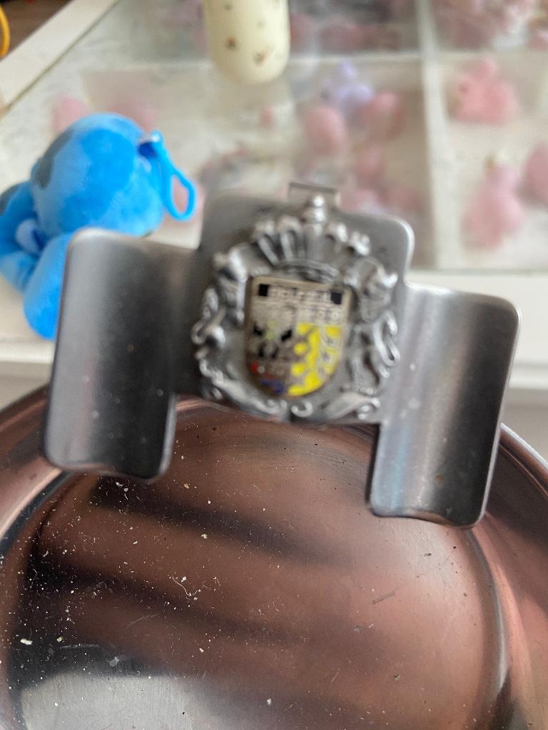 oud souvenier asbakje met afbeelding wapen delfzijl, Ophalen of Verzenden