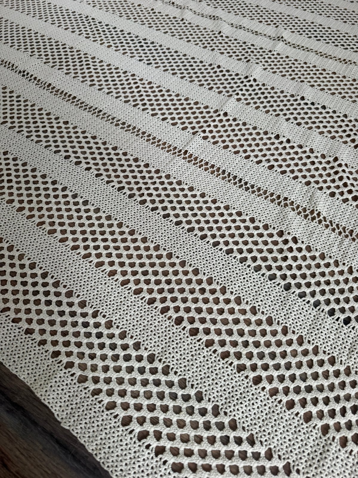 Handgehaakte vintage sprei/plaid crème 170 x 175 cm, 150 tot 200 cm, Ophalen of Verzenden, Zo goed als nieuw, Crème