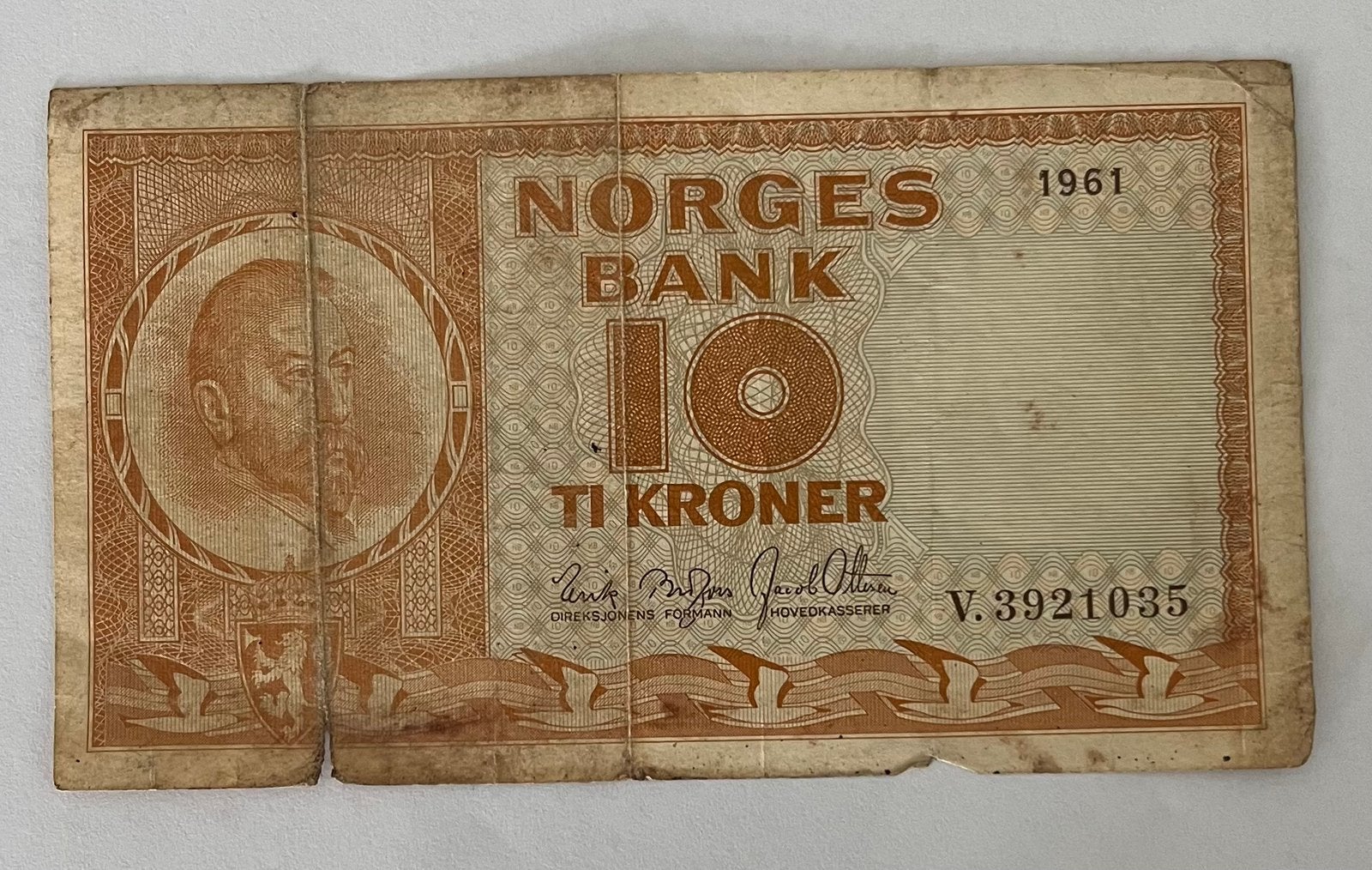 Noorwegen 10 Kroon 1961 gebruikte staat, Postzegels en Munten, Bankbiljetten | Europa | Niet-Eurobiljetten, Verzenden, Overige landen