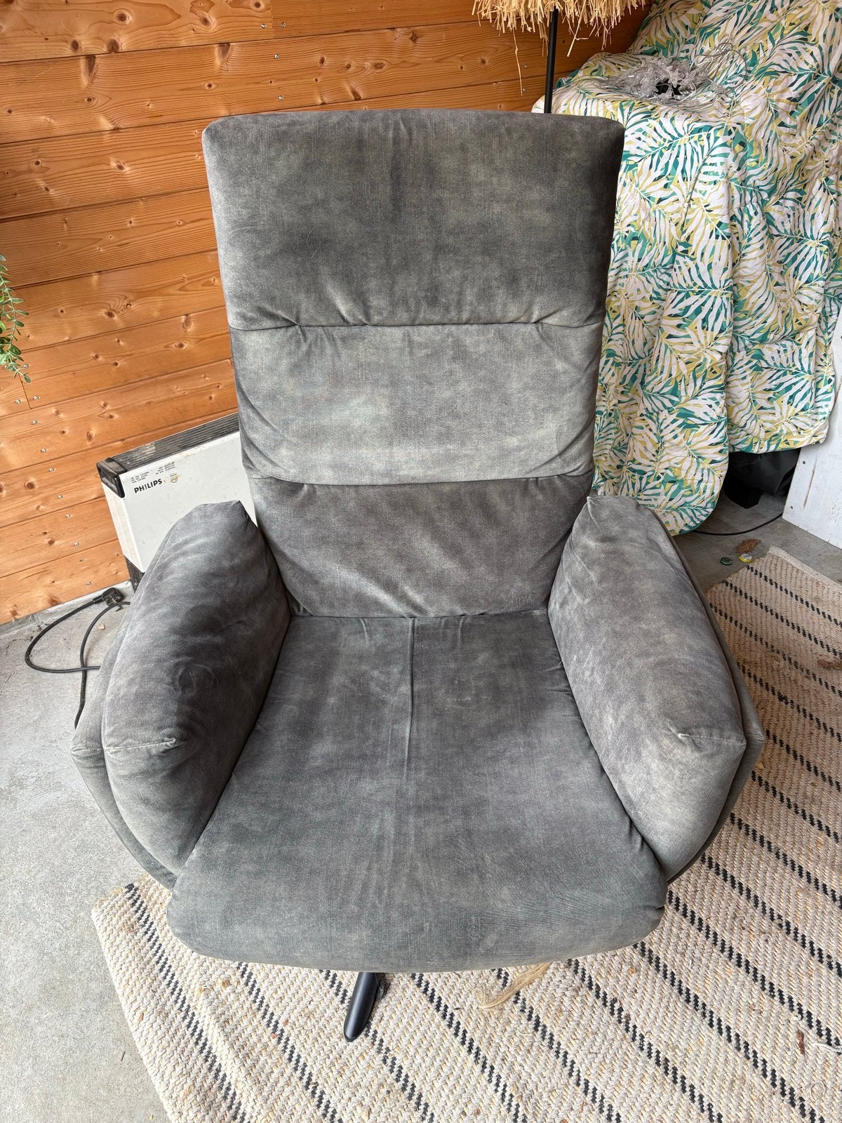Comfortabele draai stoel suède look - olijfgroen/grijsgroen, Ophalen, Gebruikt, Overige kleuren, Eén