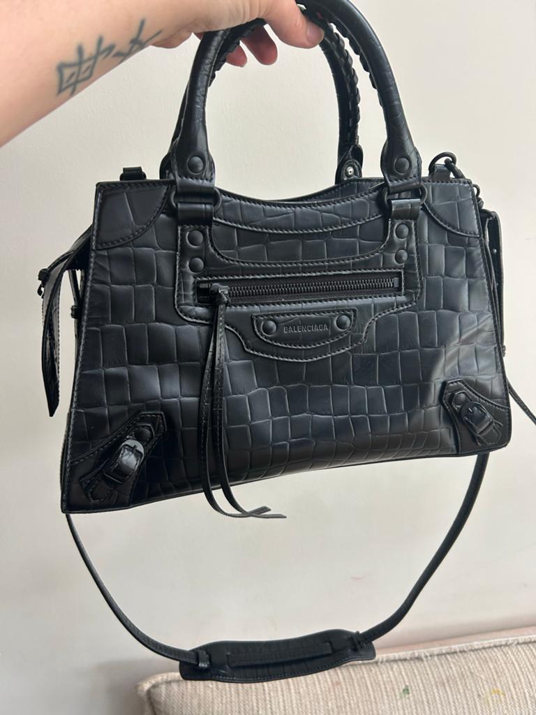Balenciaga Neo Classic Mini City Bag Croco Look Zwart ZGAN, Ophalen, Zo goed als nieuw, Zwart, Handtas