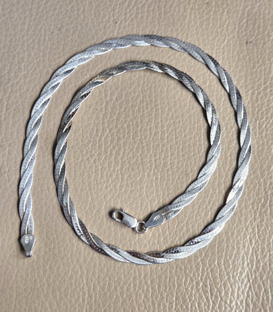 Mooie zilveren (925) GEVLOCHTEN ketting, Sieraden, Tassen en Uiterlijk, Kettingen, Ophalen, Zo goed als nieuw, Zilver, Zilver