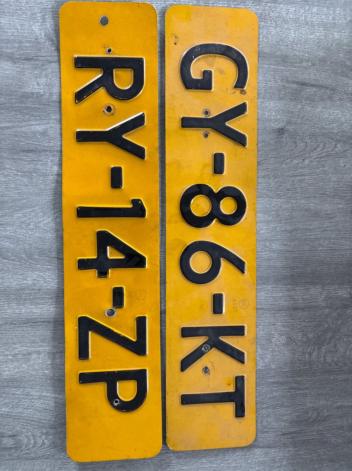 Oude Nederlandse Kentekenplaten - RY-14-ZP & GY-86-KT, Ophalen of Verzenden, Gebruikt