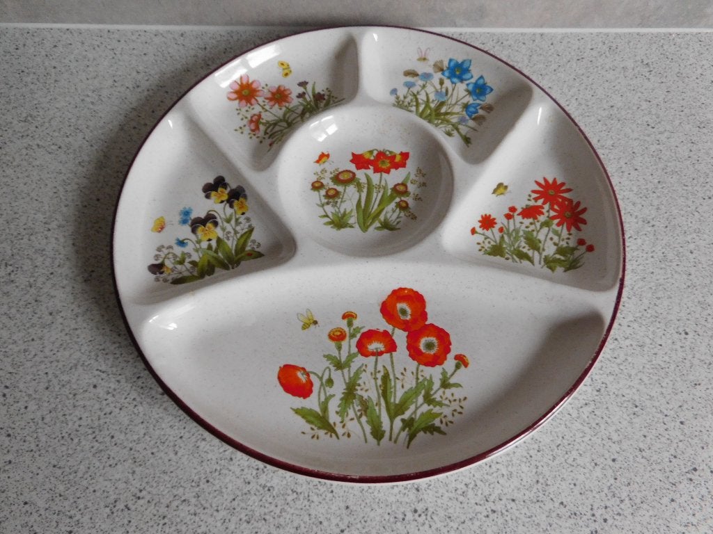 Fondue, Gourmet Bord 23 cm. Wild Flowers, Huis en Inrichting, Keuken | Servies, Overige merken, Ophalen of Verzenden, Zo goed als nieuw
