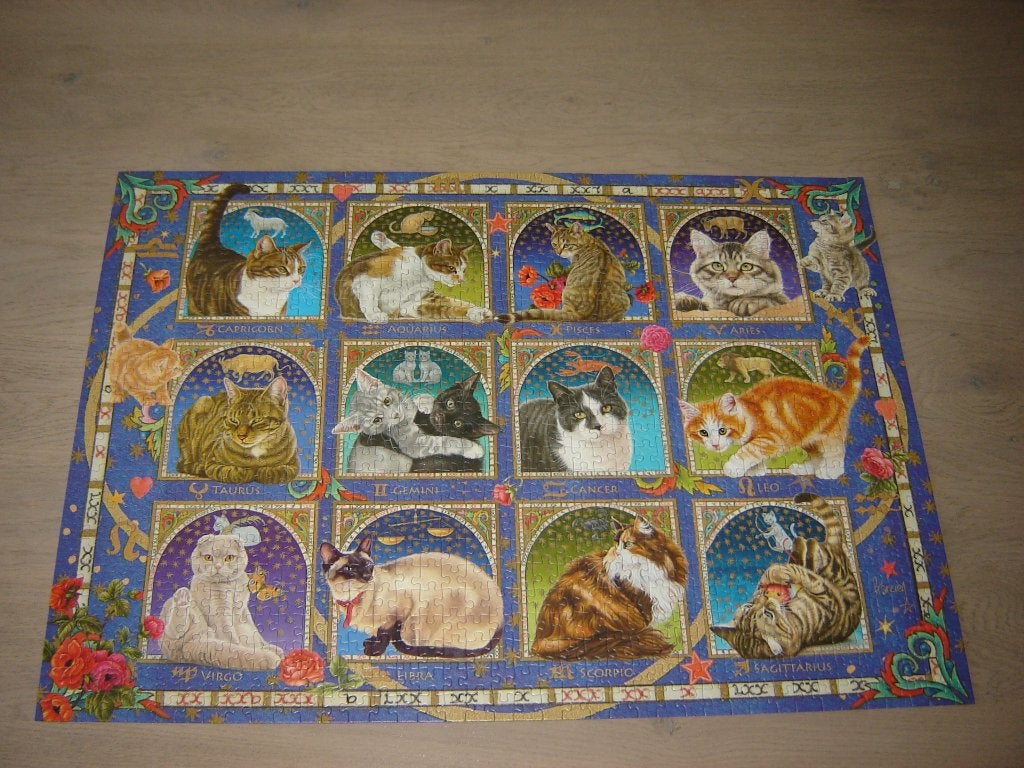 Puzzel Jumbo KATTEN HOROSCOOP 1000 st., Ophalen of Verzenden, 500 t/m 1500 stukjes, Zo goed als nieuw, Legpuzzel