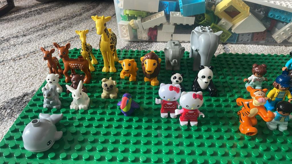 Grote verzameling Duplo met dieren, poppetjes en bouwstenen, Ophalen, Inclusief minifiguren, Gebruikt, Duplo