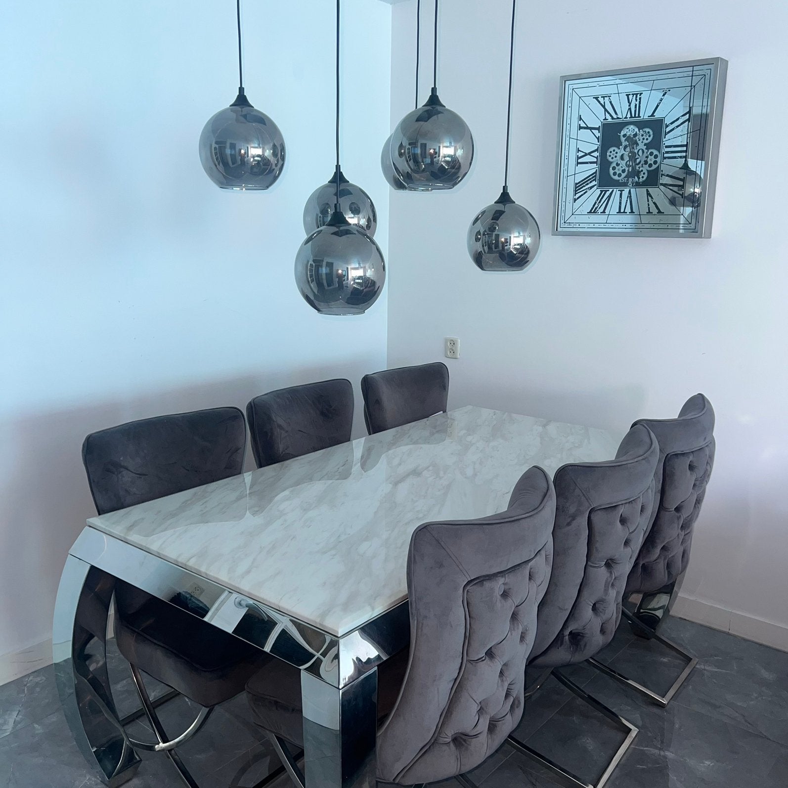 Luxe eettafel + salontafel van echt marmer te koop, Huis en Inrichting, Ophalen