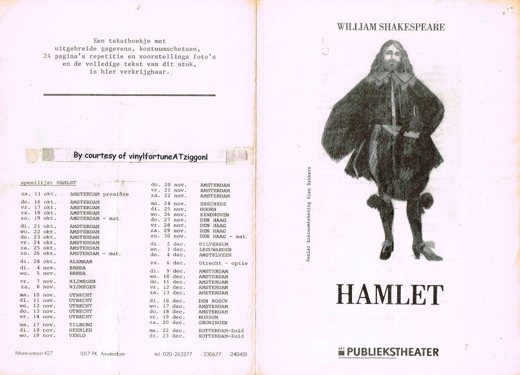 Publiekstheater:"HAMLET" uit oktober 1988 met Pierre Bokma, Boeken, Gelezen, Ophalen of Verzenden, Toneel, William Shakespeare