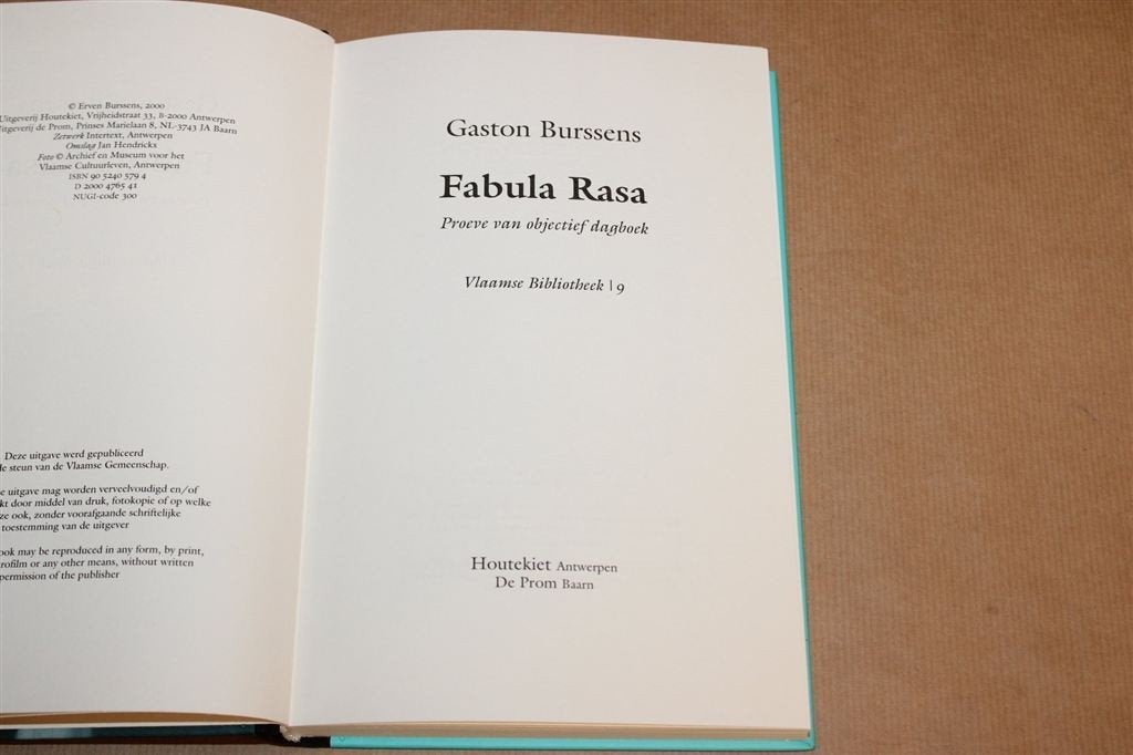 Fabula Rasa — Burssens, Vlaamse Bibliotheek 9, Ophalen of Verzenden, Zo goed als nieuw, België
