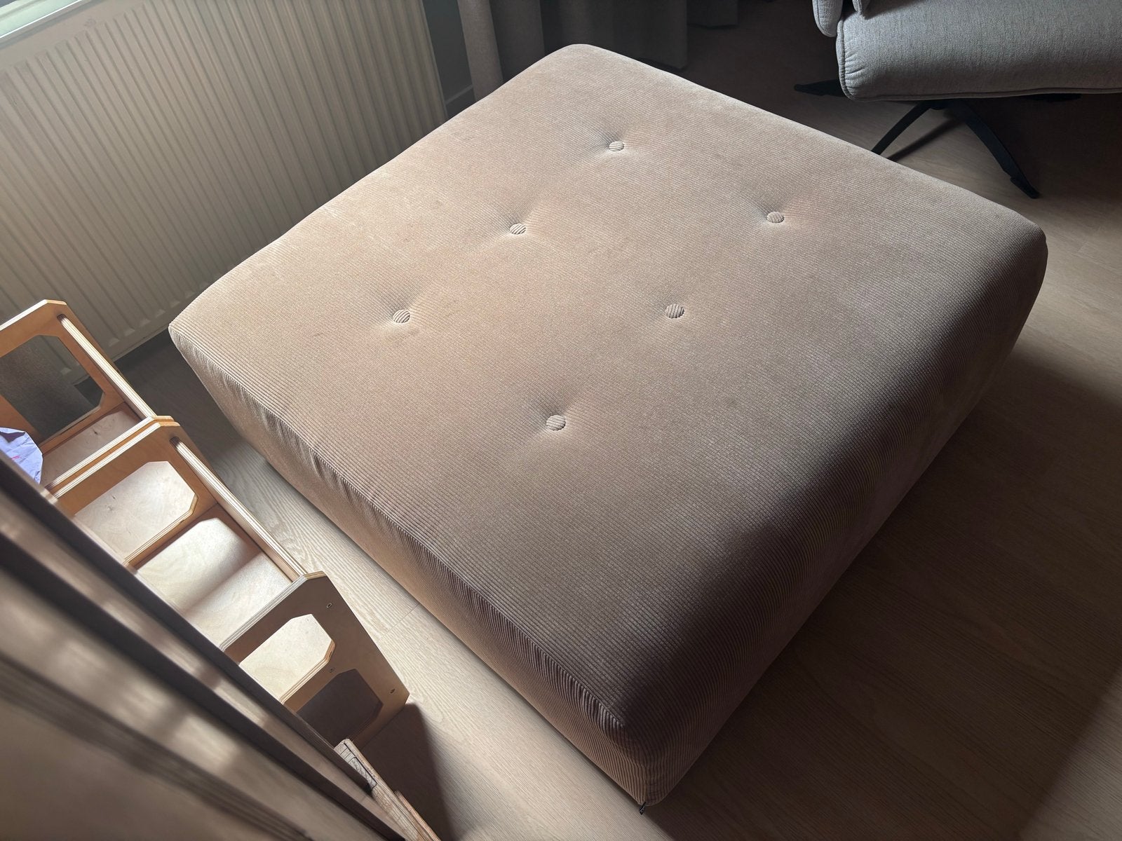 HK Living Vint Ribstof Hocker bruin, Ophalen, Vierkant, 75 tot 100 cm, Zo goed als nieuw