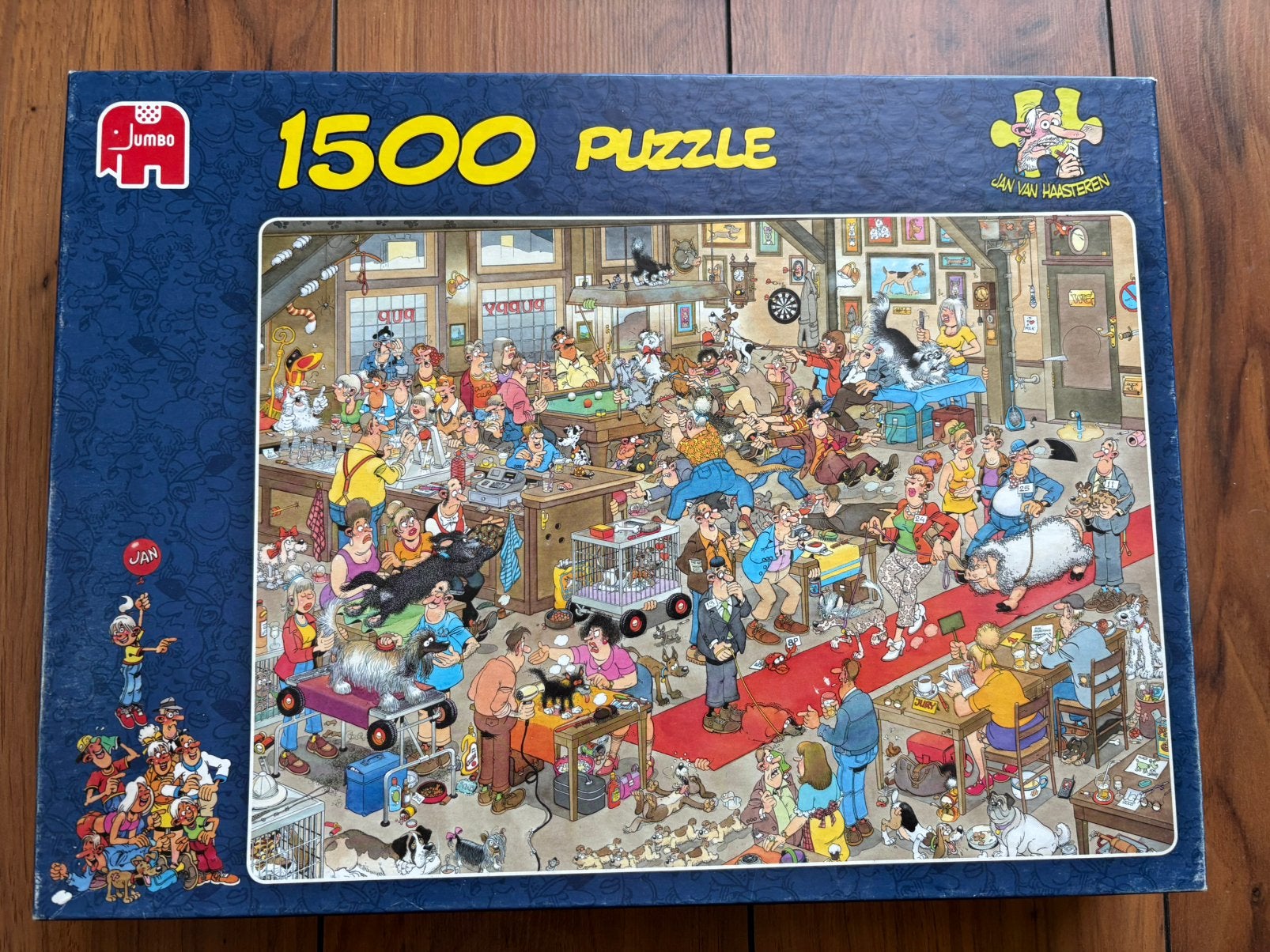 Jan van Haasteren - De hondenshow - 1500st, Hobby en Vrije tijd, Denksport en Puzzels, Ophalen of Verzenden, 500 t/m 1500 stukjes