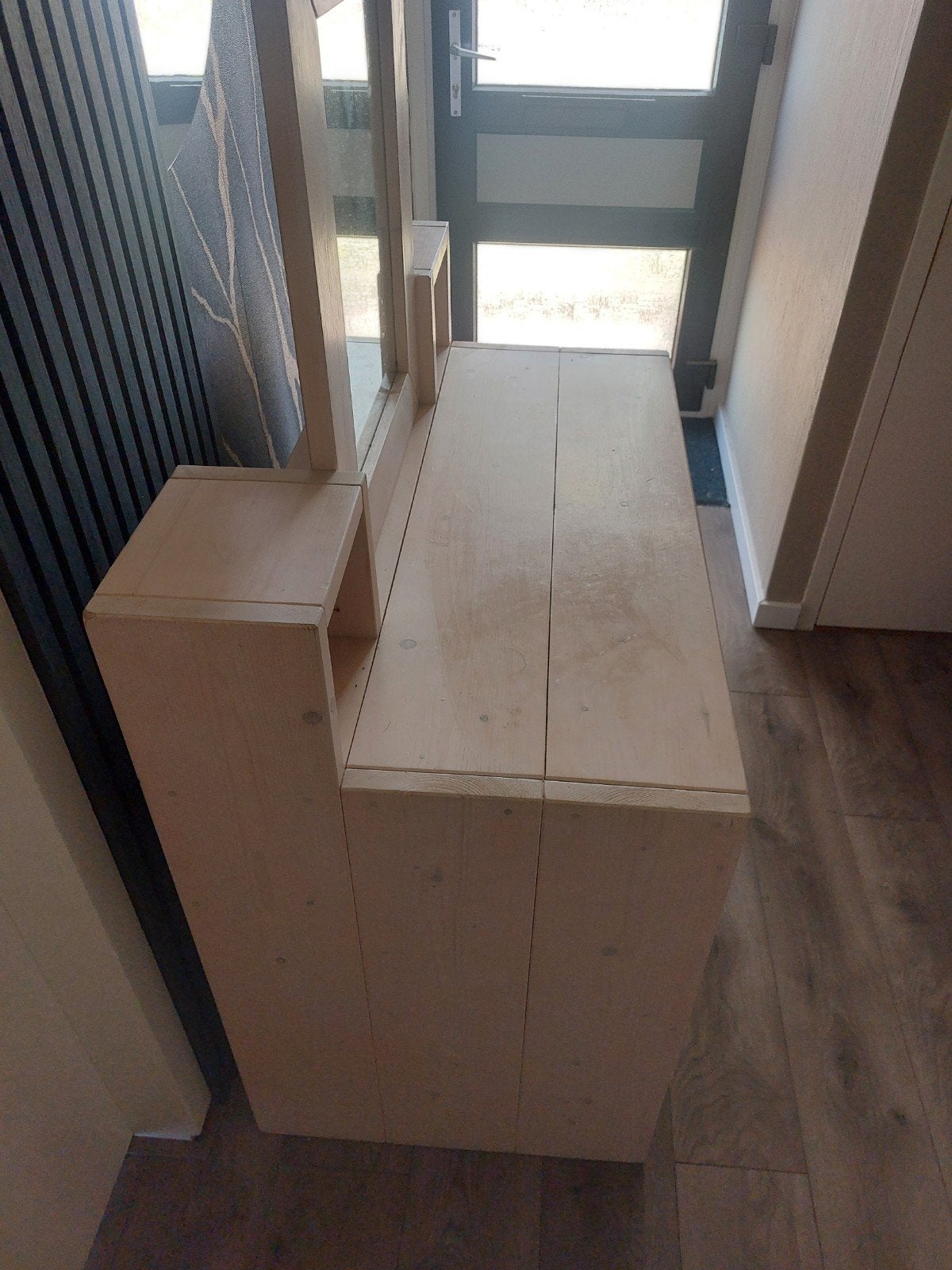 Kaptafel steigerhout met spiegel en lade., Ophalen, Gebruikt, 100 tot 150 cm, Minder dan 100 cm