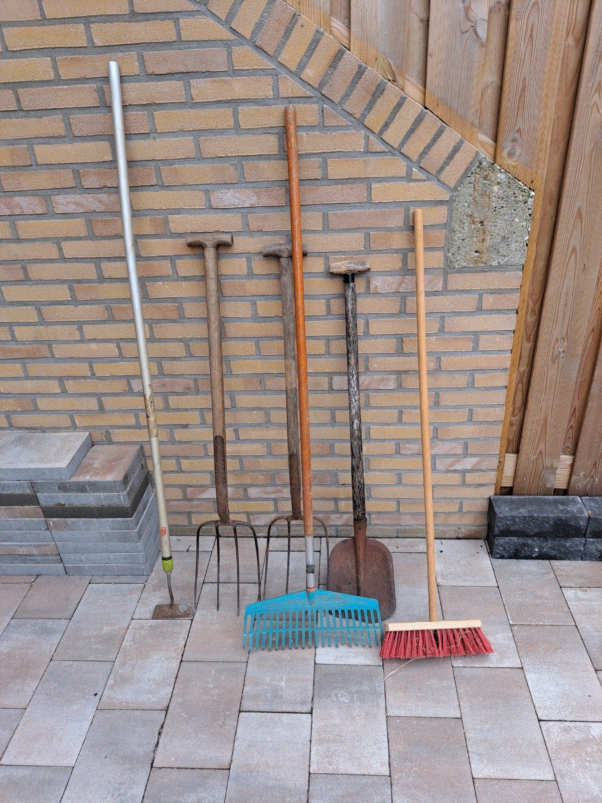 Setje tuingereedschap, Ophalen, Gebruikt, Hark