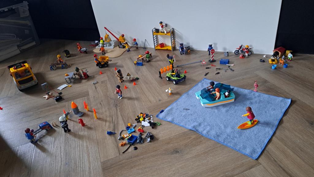 Groot set playmobiel bouwplaats, politie enz., Kinderen en Baby's, Speelgoed | Playmobil, Ophalen, Zo goed als nieuw
