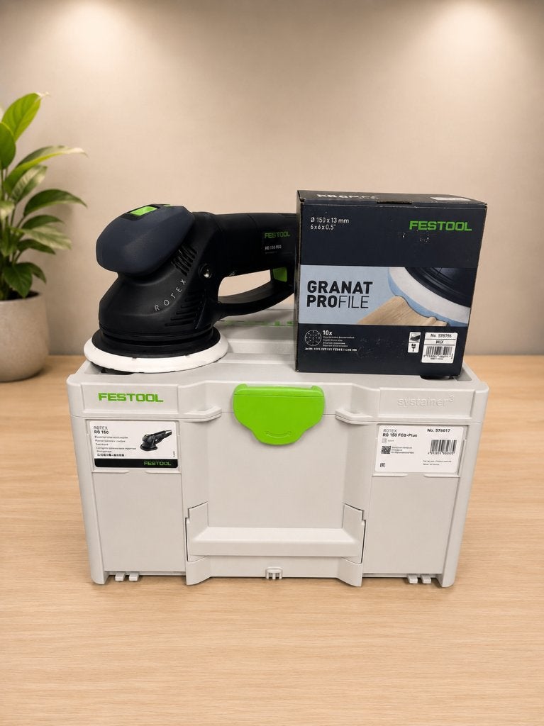 FESTOOL RO 150 Schuurmachine + GRATIS Granat Schuurpads, Ophalen of Verzenden, Nieuw, 600 tot 1200 watt, Excentrische schuurmachine