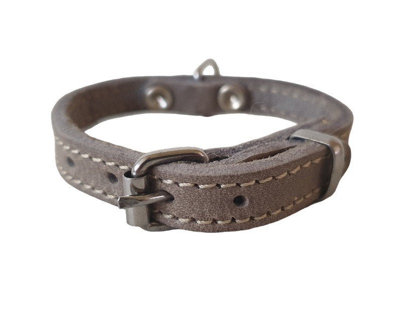 JACK AND VANILLA Halsband Vetleder Grijs Nek 16-19 cm KOOPJE, Ophalen of Verzenden, Handgemaakt, Nieuw