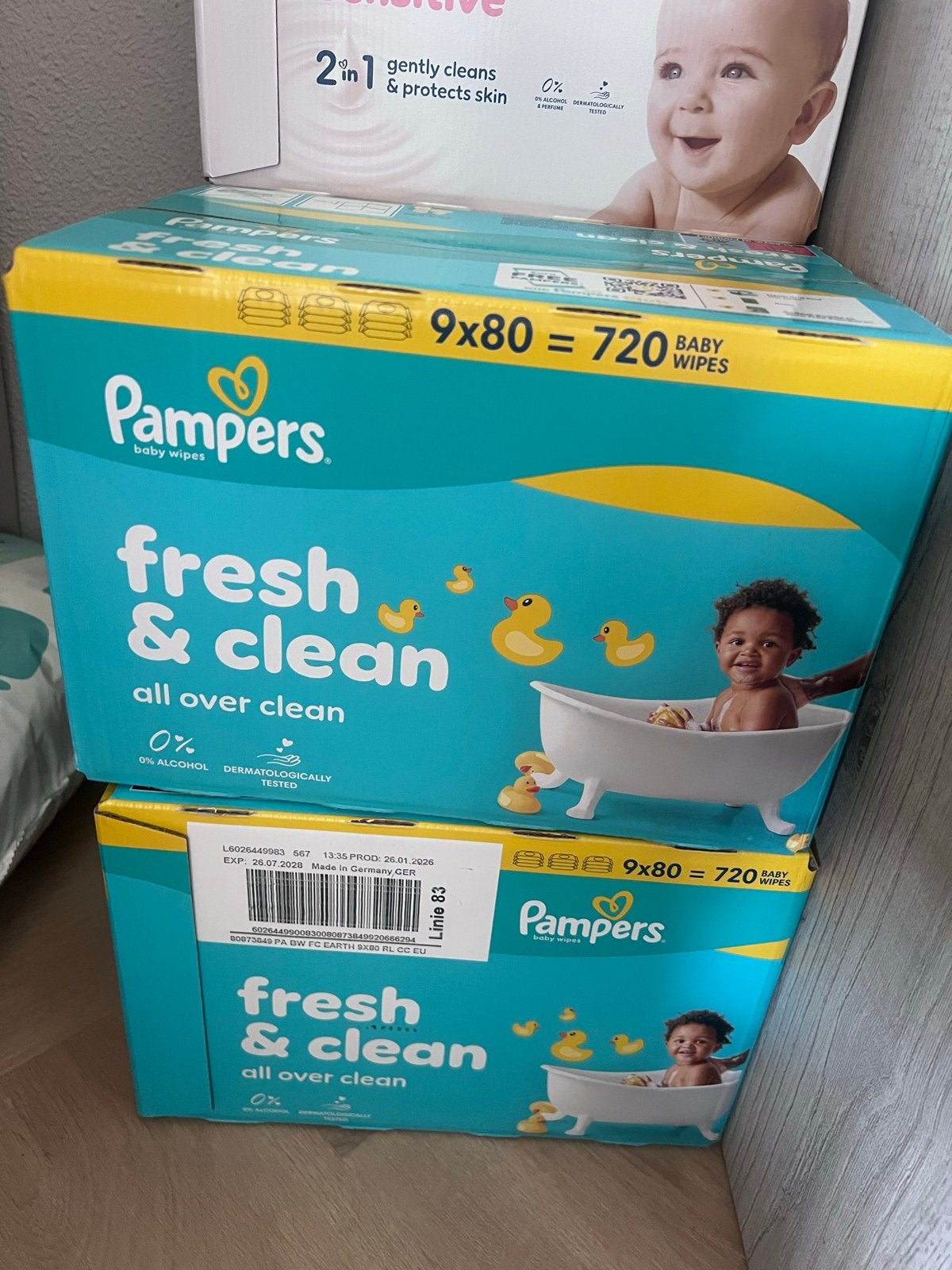 Pampers Fresh & Clean babydoekjes (9x80 stuks), Overige merken, Overige typen, Nieuw, Ophalen of Verzenden