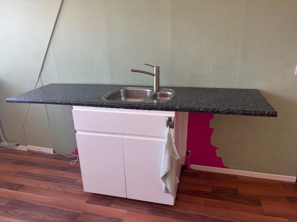 Compacte keuken met spoelbak en kraan, Ophalen, Gebruikt, Wit, 150 tot 200 cm