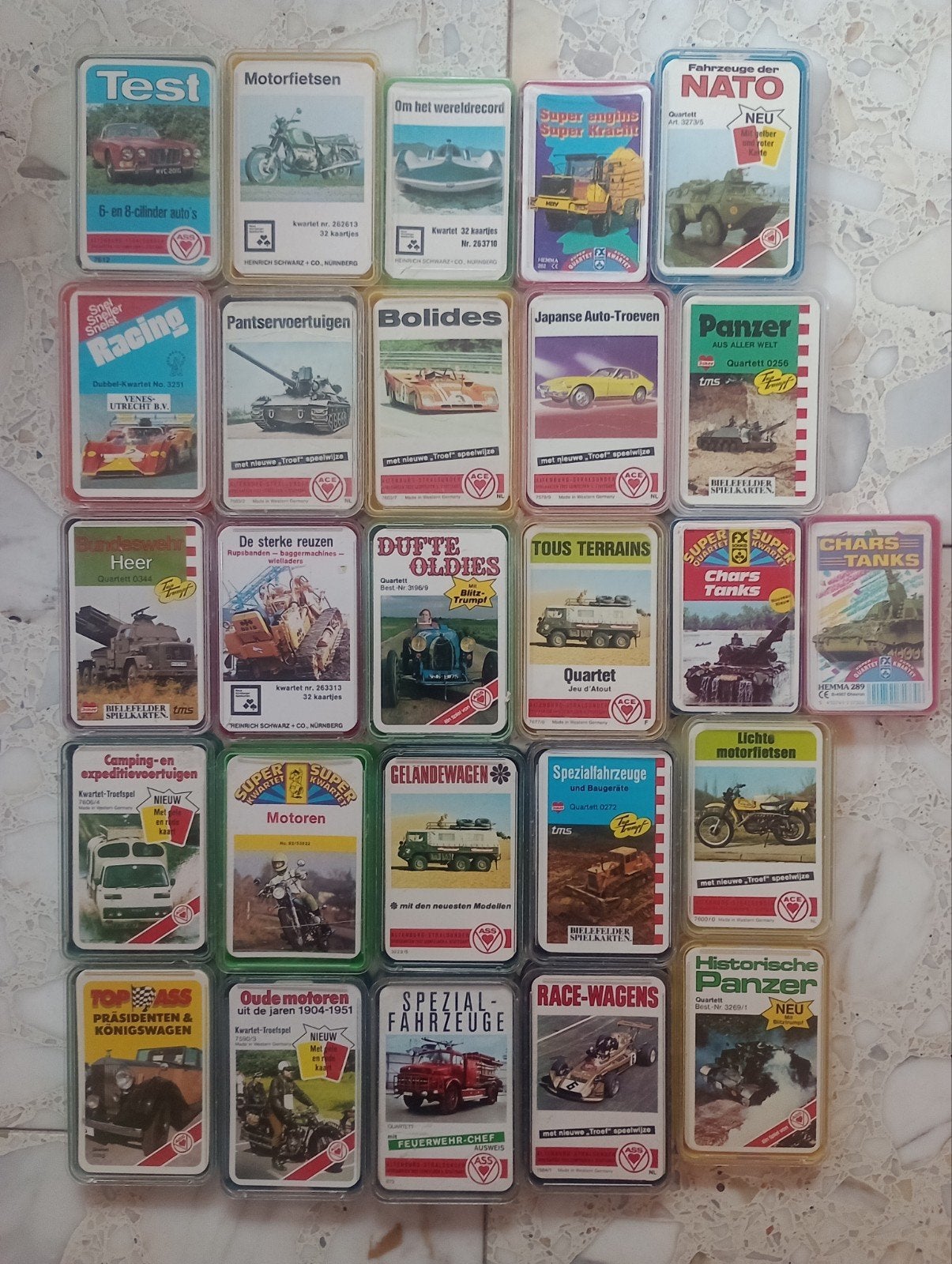 Grote verzameling kwartetspellen - Auto's, Motoren, Tanks, Ophalen of Verzenden, Gebruikt, Auto's