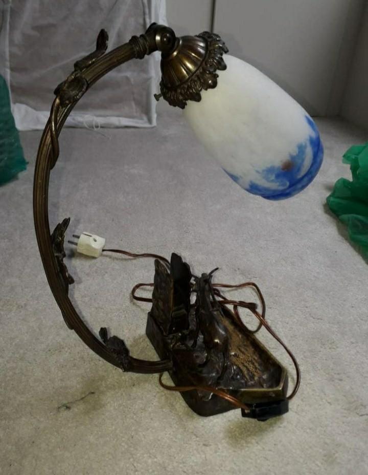 Art Deco Jugendstil lamp brons met ree lucifers houder, Antiek en Kunst, Ophalen of Verzenden