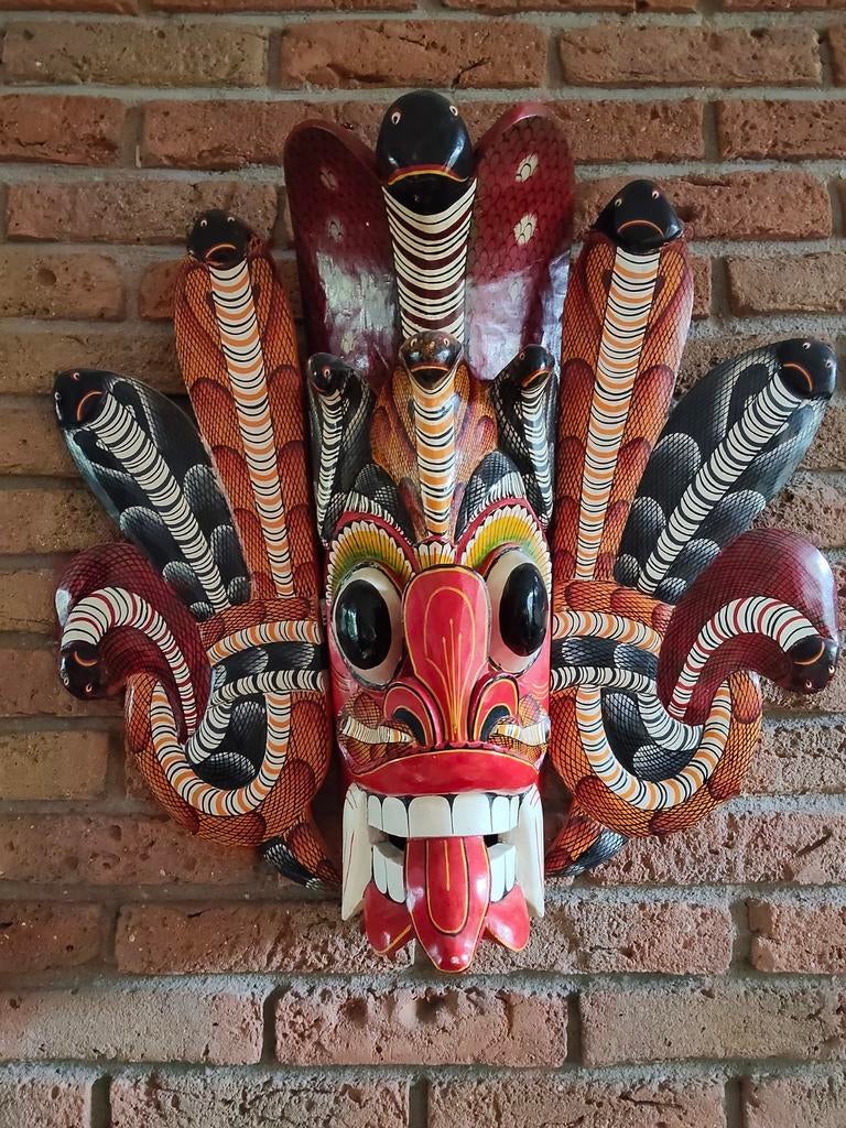 Naga Raksha Masker Handgesneden Sri Lankaanse Wanddecorati, Ophalen of Verzenden