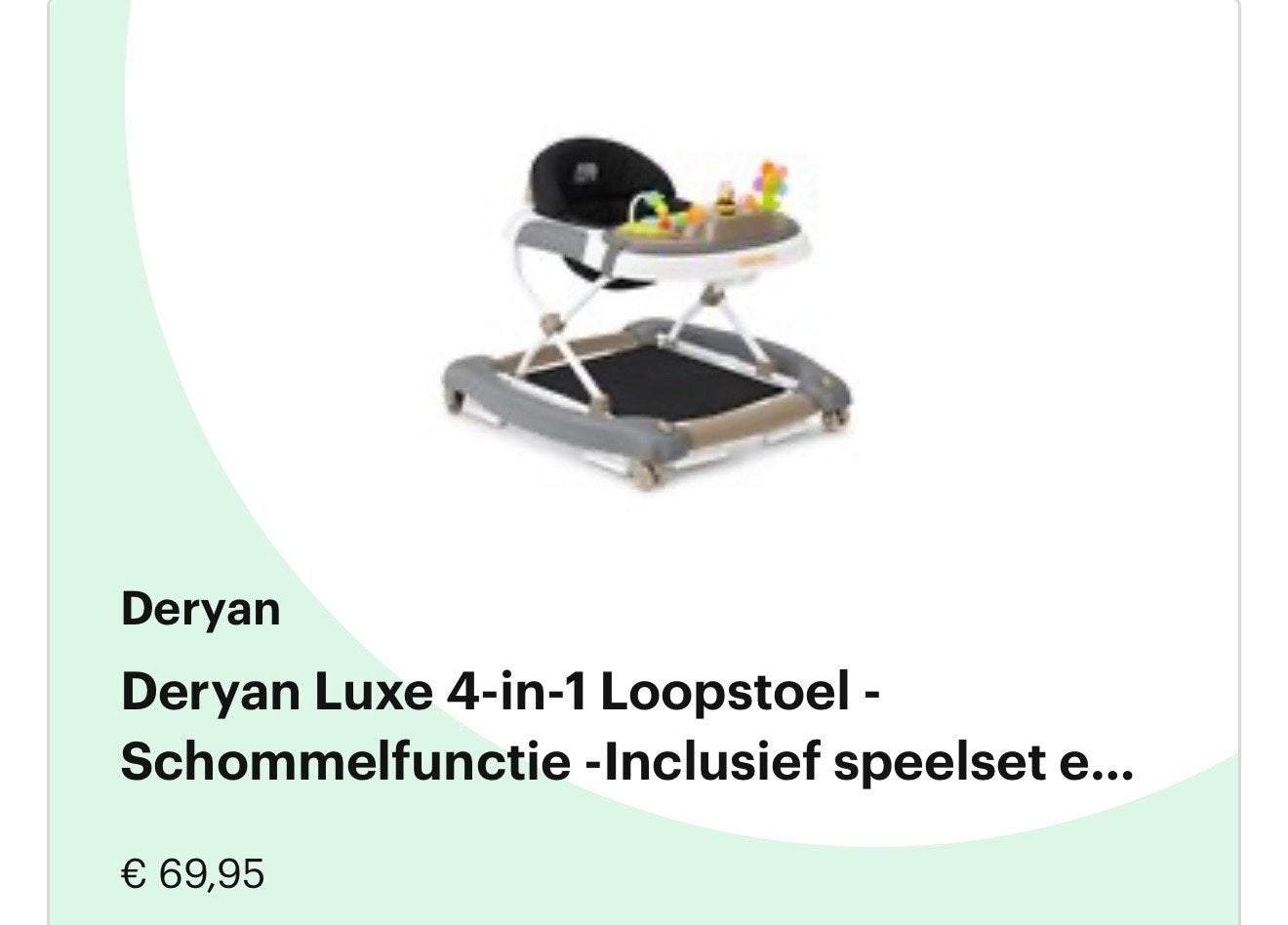Deryan Luxe 4-in-1 Loopstoel met schommelfunctie, Ophalen of Verzenden, Zo goed als nieuw, Overige typen, Met geluid