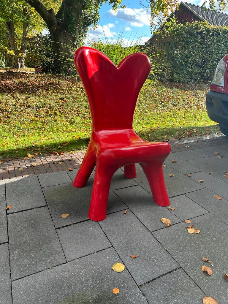 Unieke Hart Stoel - Rode Design Stoel, Huis en Inrichting, Stoelen, Ophalen, Kunststof, Popart, Zo goed als nieuw