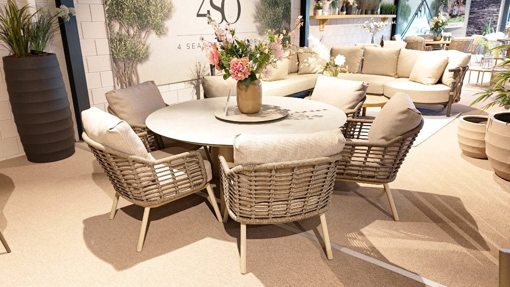 Puglia Low Diningset 4 Seasons outdoor, Tuin en Terras, Ophalen of Verzenden, Nieuw