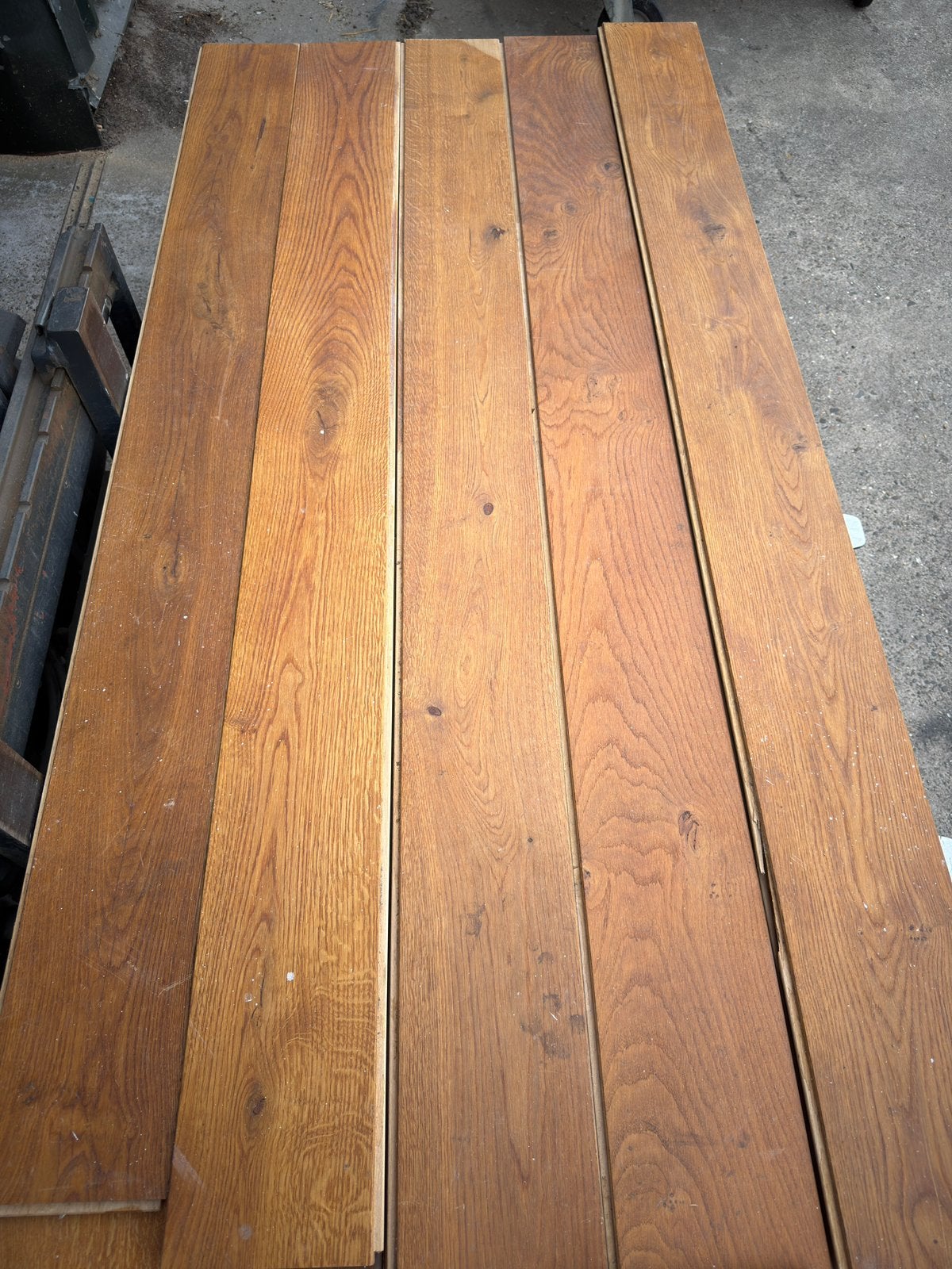 Eiken vloer 34 m2 massieve vloerdelen 18 cm breed 2 cm dik, Ophalen, Gebruikt, Vloerdelen of -planken, 10 m² of meer