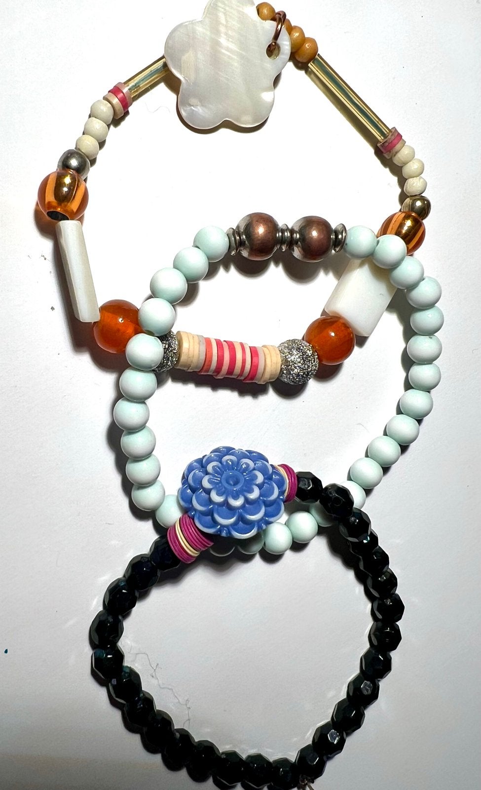 Set van 4 kleurrijke armbandjes, Overige materialen, Gebruikt, Overige kleuren, Ophalen of Verzenden