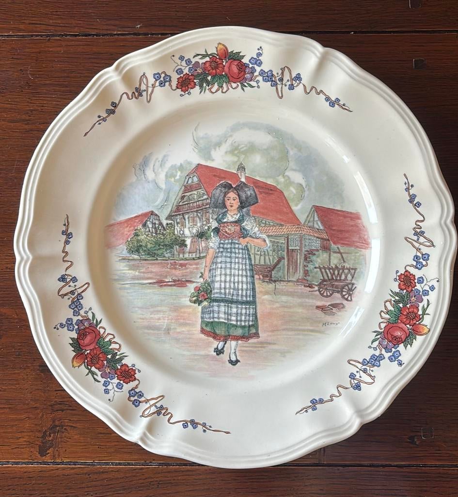 Vintage Sarreguemines Obernai aardewerk bord, Ophalen