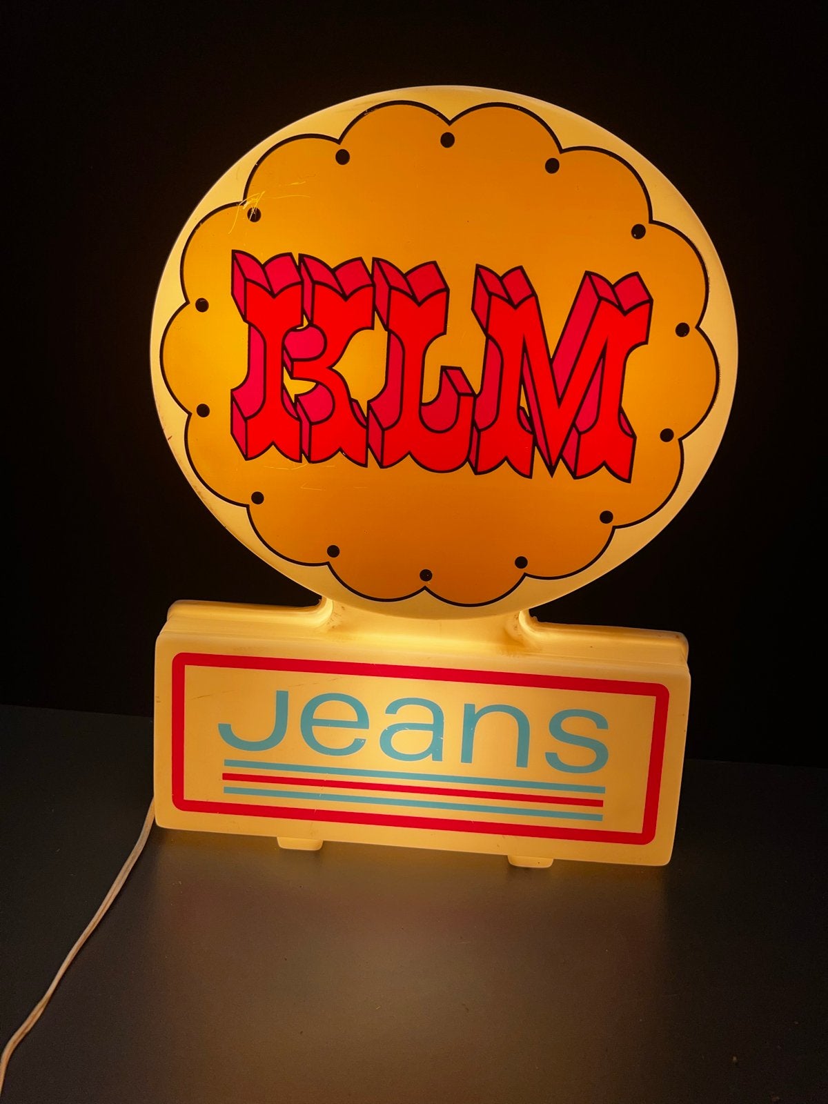 Vintage KLM Jeans Lichtreclame - Uniek Verzamelaarsitem, Ophalen of Verzenden