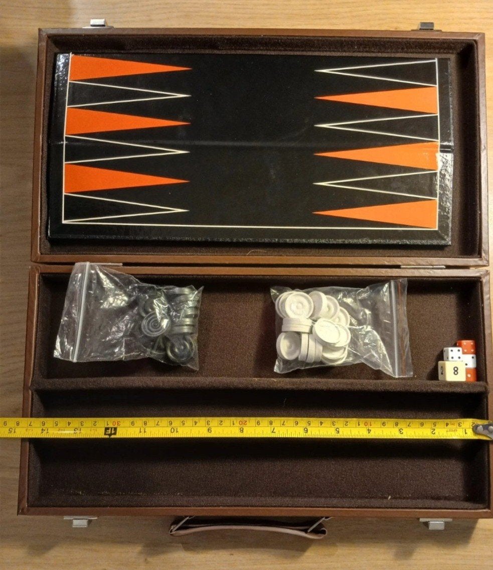 Backgammon Reisspel in Koffer, Een of twee spelers, Ophalen of Verzenden, Gebruikt, Reisspel