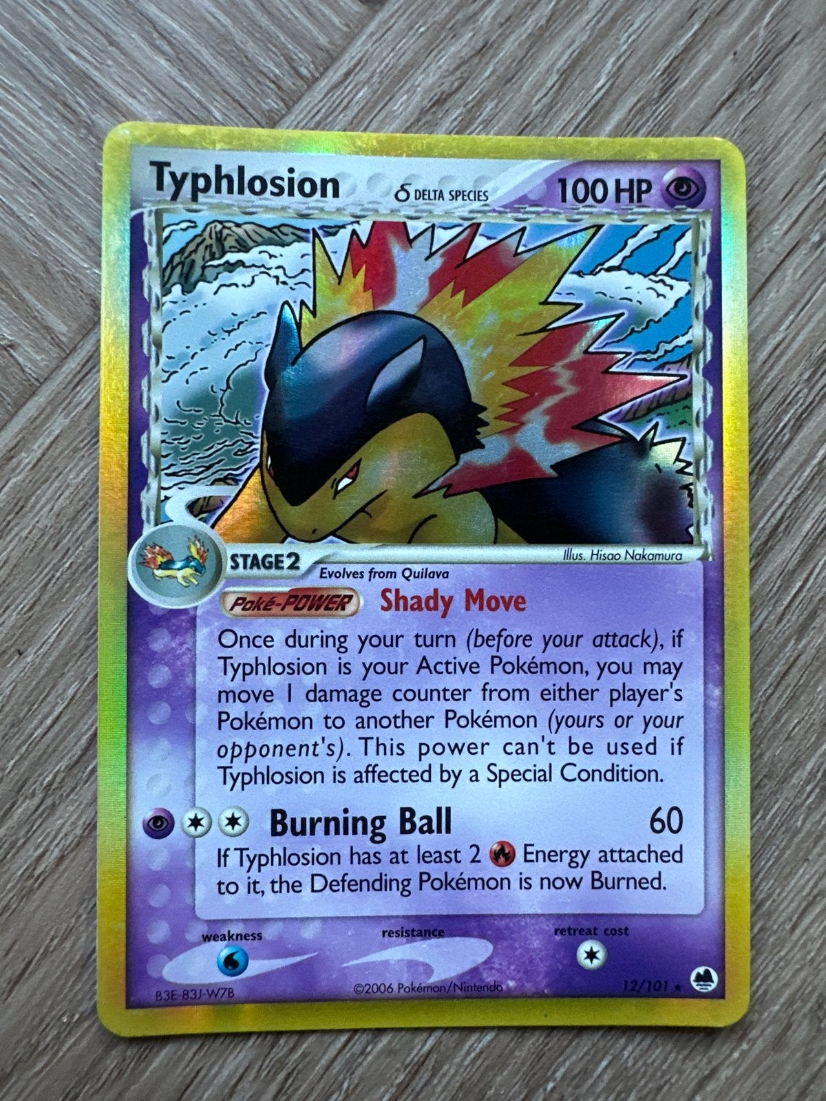 Typhlosion Delta Species Pokémon Kaart (12/101) - near mint, Ophalen of Verzenden, Gebruikt, Losse kaart, Foil