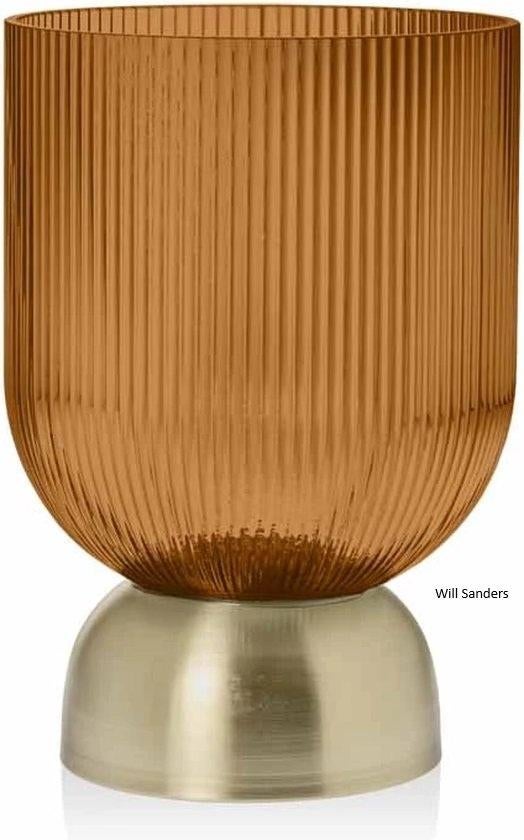 Riverdale Windlicht LOIS Amber 24 cm, Ophalen of Verzenden, Nieuw, Overige materialen, Kandelaar
