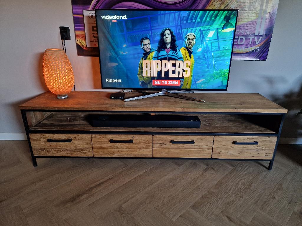 Mooie TV Meubel Romano (Pronto Wonen) z.g.a.n., Huis en Inrichting, Ophalen, Teakhout, Nieuw, 200 cm of meer