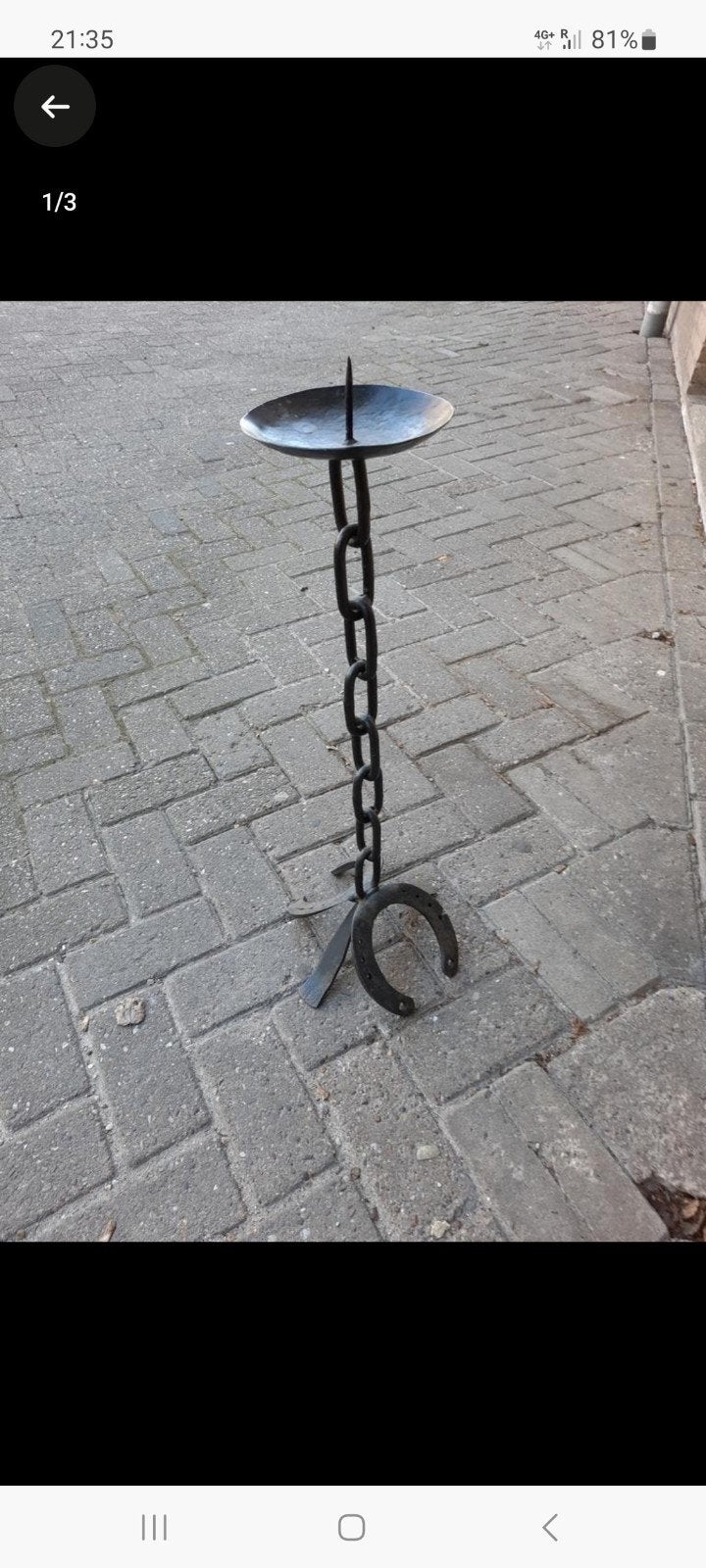 Unieke Industriële Kandelaar met Hoefijzer Voet, Ophalen, Gebruikt, Onbekend, 75 cm