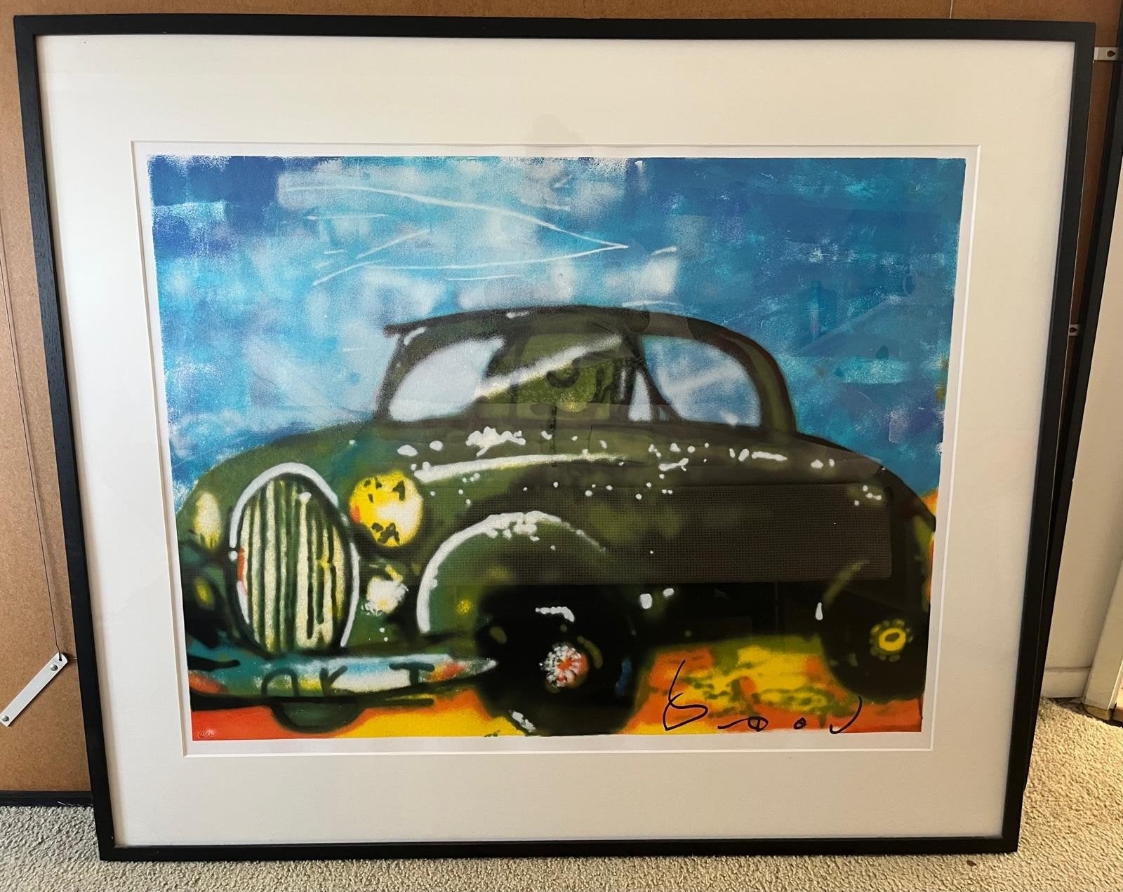 Originele Herman Brood zeefdruk Groene Auto 85x100, Antiek en Kunst, Kunst | Schilderijen | Modern, Overige technieken, Ophalen
