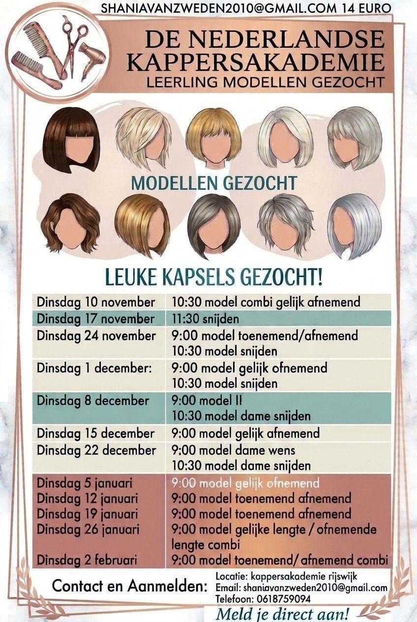 modellen gezocht met spoed, Vacatures